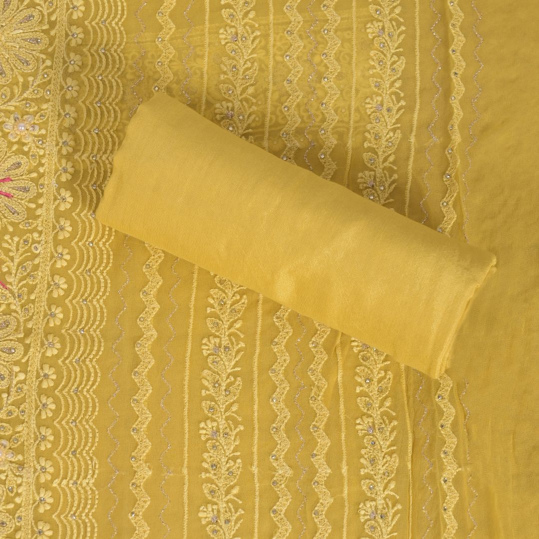 Minion Yellow Gorgette Unstitched Salwar Suit