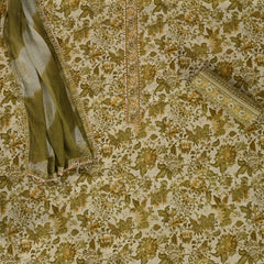 Moss Green Kalamkari Cotton Unstitched Salwar Suit