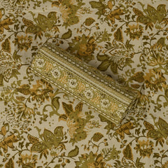 Moss Green Kalamkari Cotton Unstitched Salwar Suit