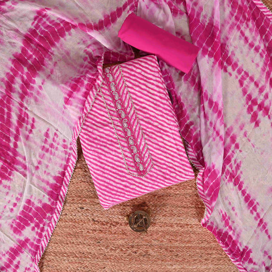 Mothra Pink Leheriya Cotton Suit Set
