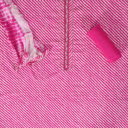 Mothra Pink Leheriya Cotton Suit Set