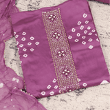 Mountbatten Pink Bhandej Cotton Unstitched Suit Set