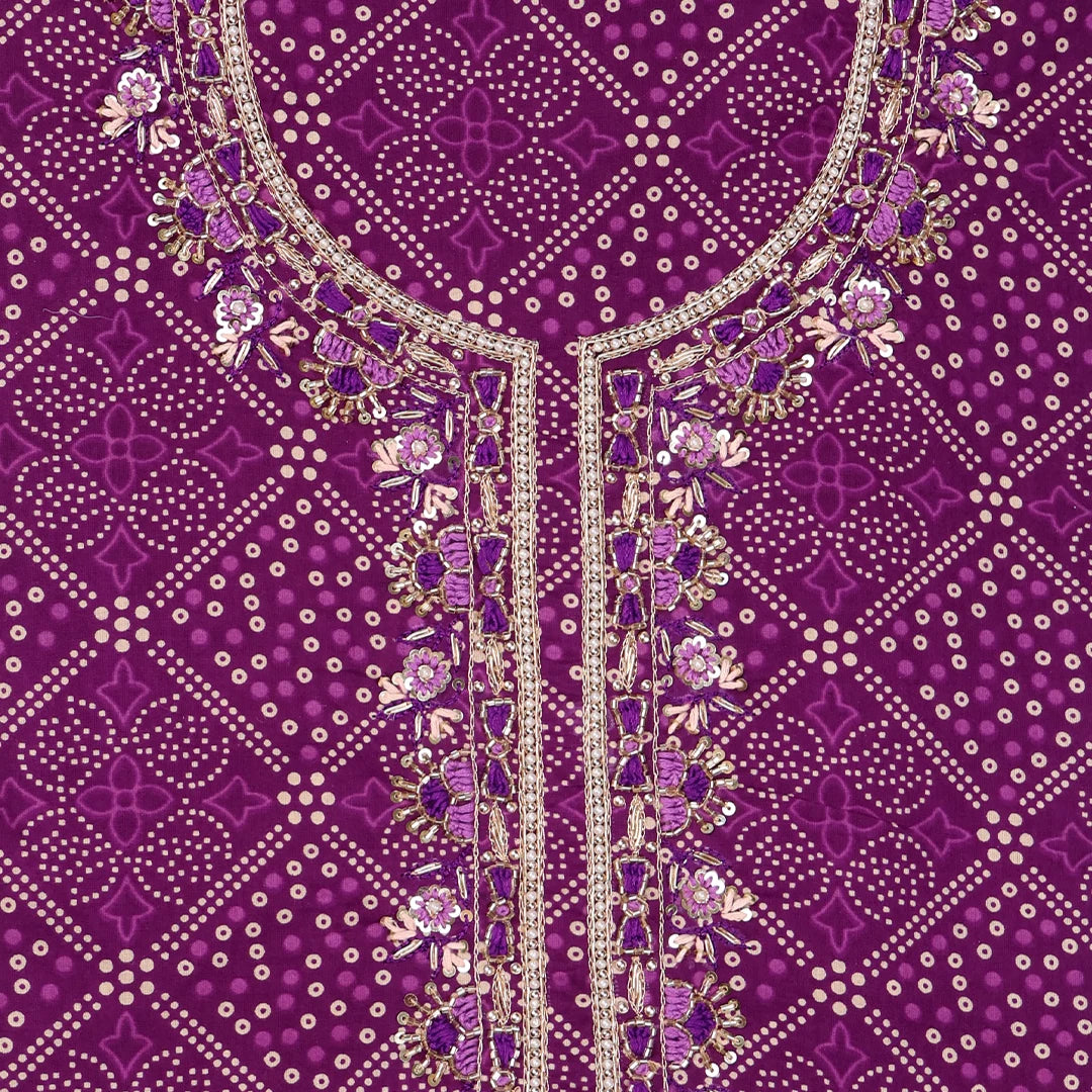 Mulberry Purple Cotton Unstitched Suit Set