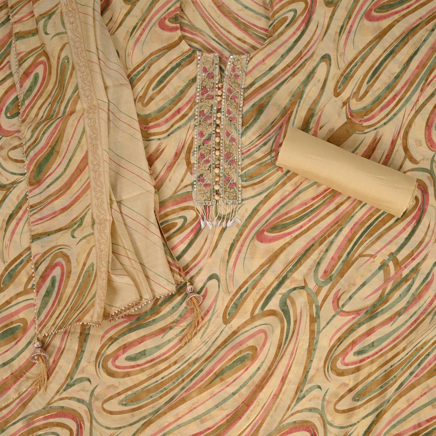 Multi Leheriya Cotton Suit Set