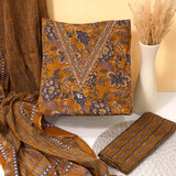 Mustard Kalamkari Cotton Unstitched Suit Set