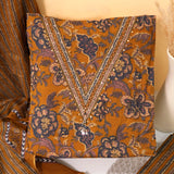 Mustard Kalamkari Cotton Unstitched Suit Set