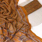 Mustard Kalamkari Cotton Unstitched Suit Set