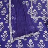 Neon Blue Cotton Unstitched Salwar Suit