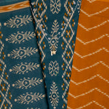 Ocean Blue Ikhat Cotton Unstitched Suit Set