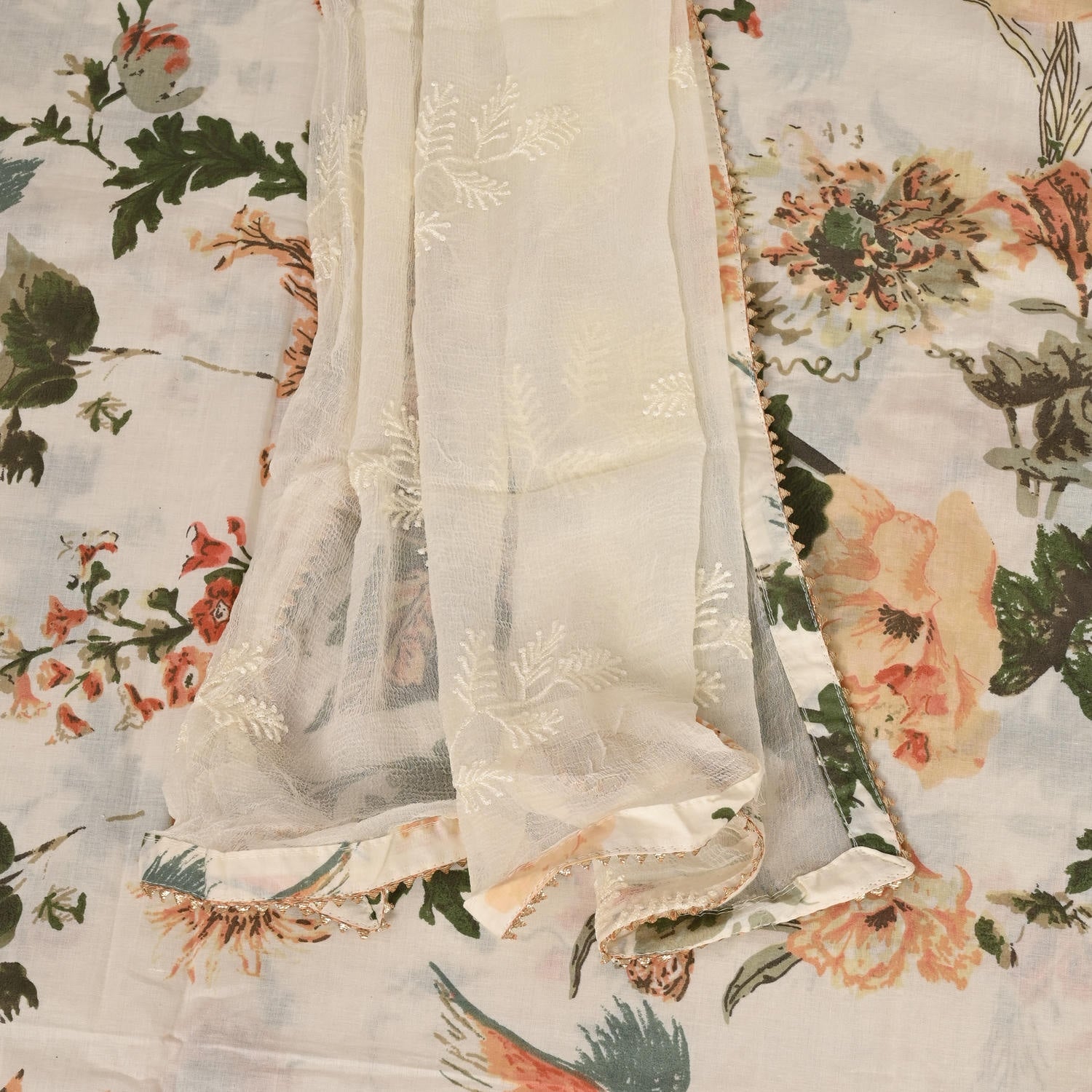 Off White Woodpecker Cotton Suit Set