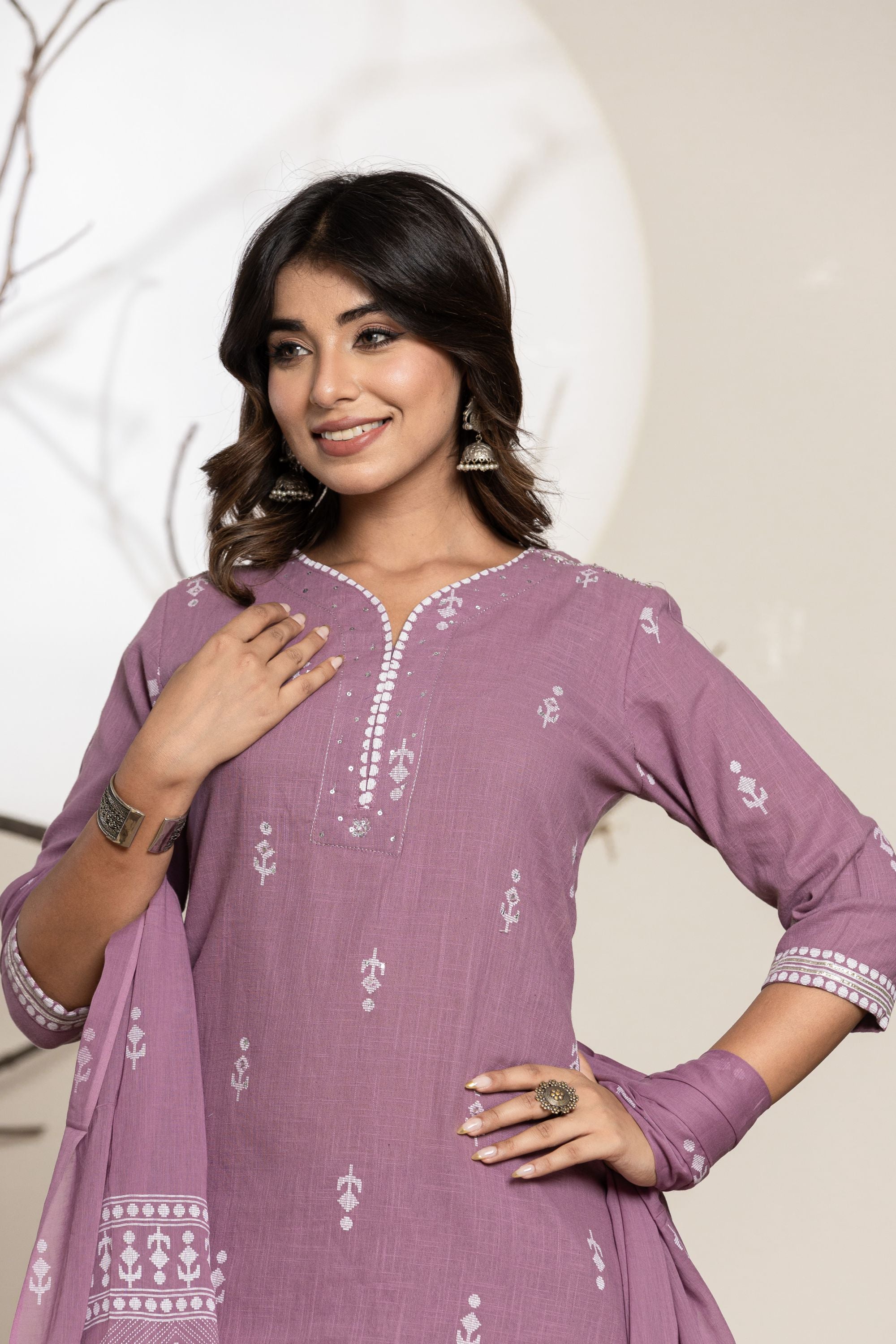 Opera Mauve Linen Suit Set