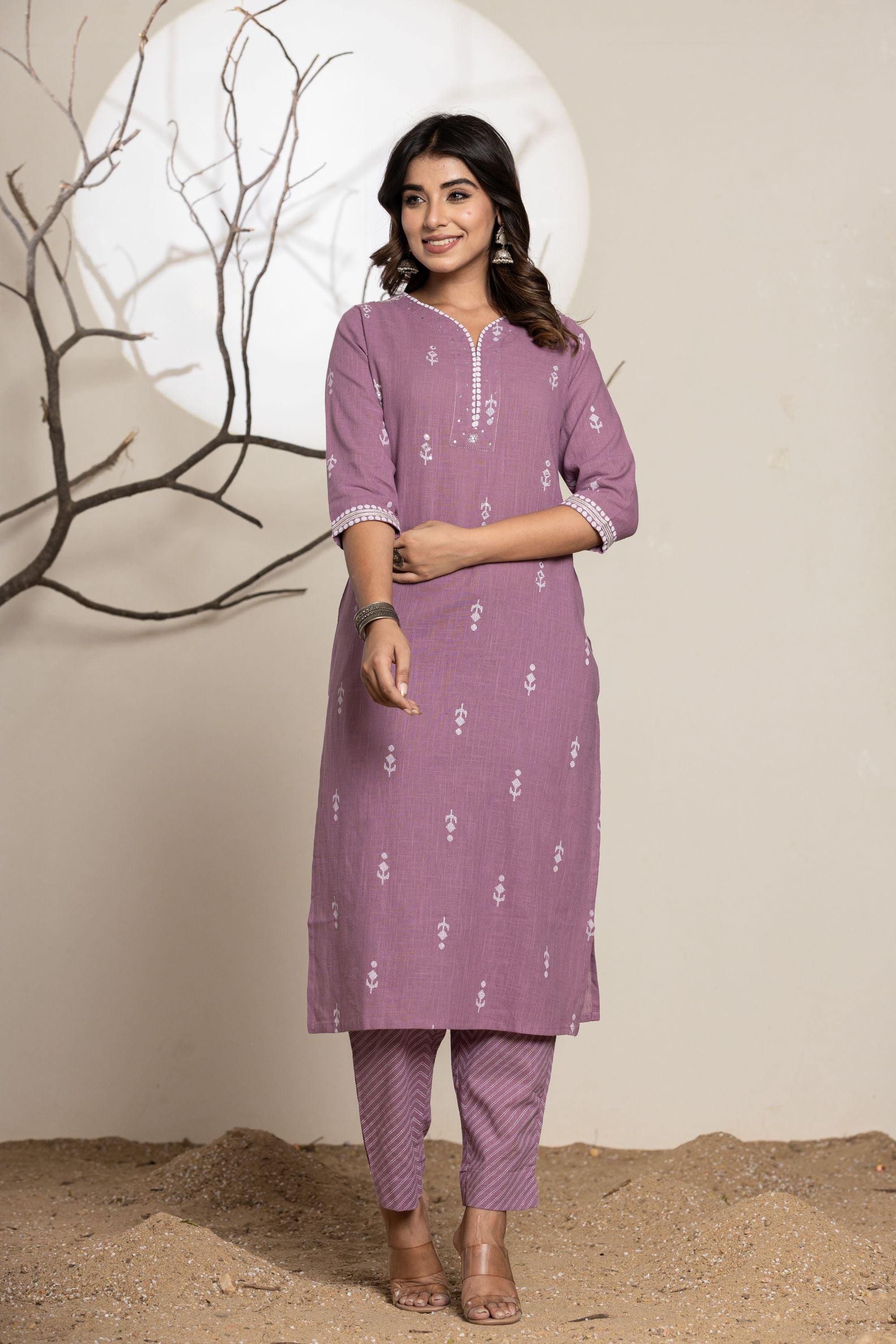 Opera Mauve Linen Suit Set
