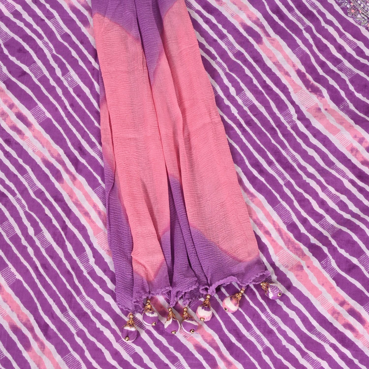 Orchid Leheriya Cotton Unstitched Salwar Suit