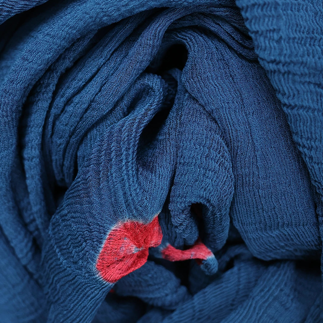 Oxedised Blue Bagru Cotton Unstitched Suit Set