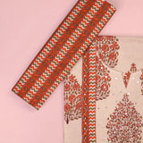 Parchment Biege Mughal Cotton Unstitched Suit Set