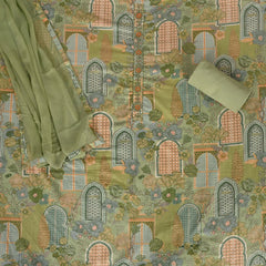 Pastel Green Unique Print Cotton Unstitched Salwar Suit