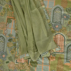 Pastel Green Unique Print Cotton Unstitched Salwar Suit