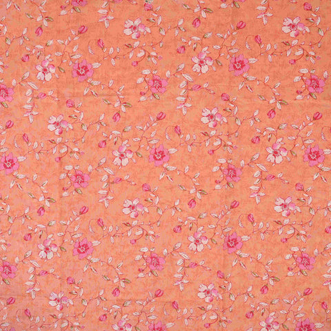 Pastel Peach Floral Cotton Unstitched Suit Set