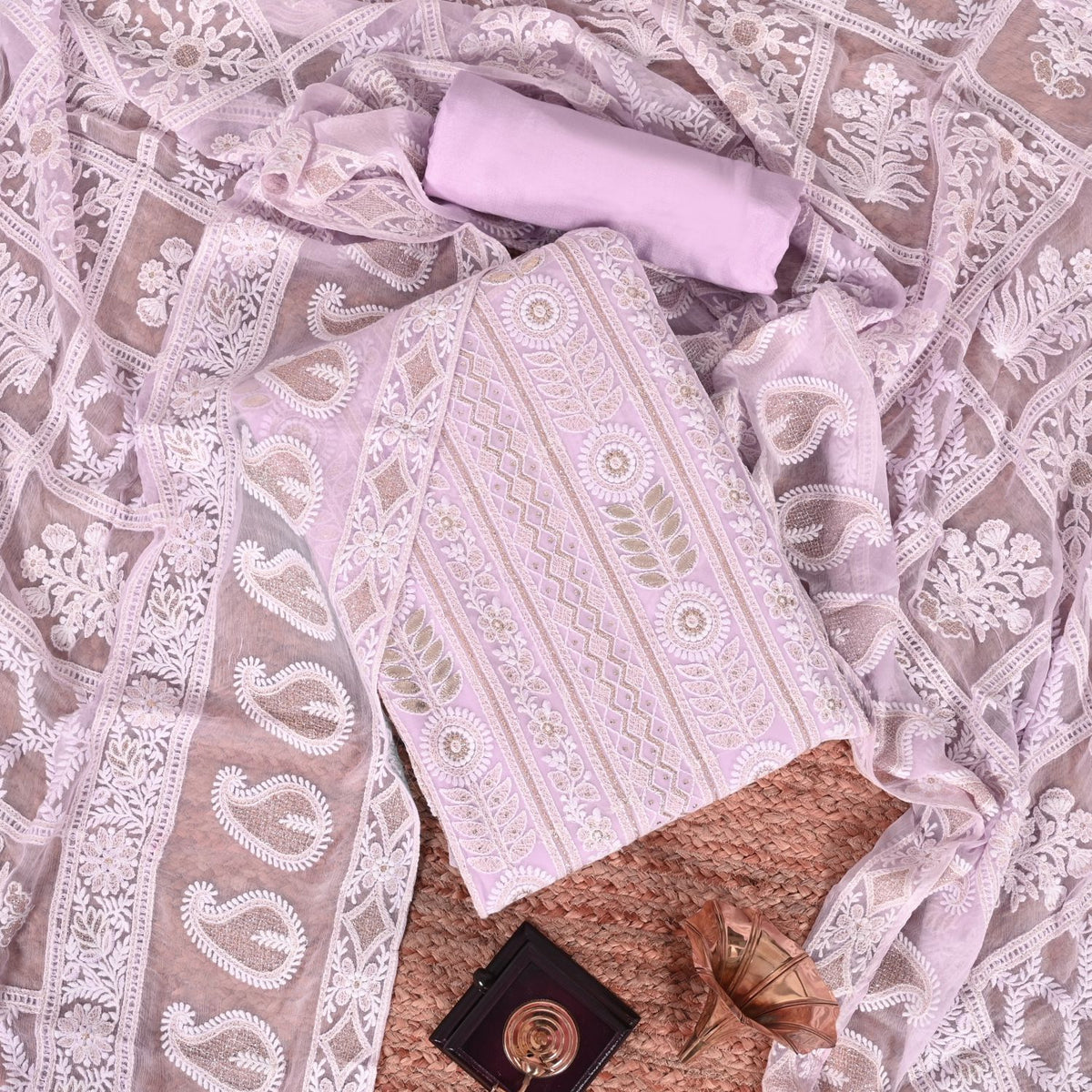 Pastel Pink Georgette Unstitched Salwar Suit