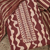 Peanut Brown Abstract Cotton Unstitched Suit Set