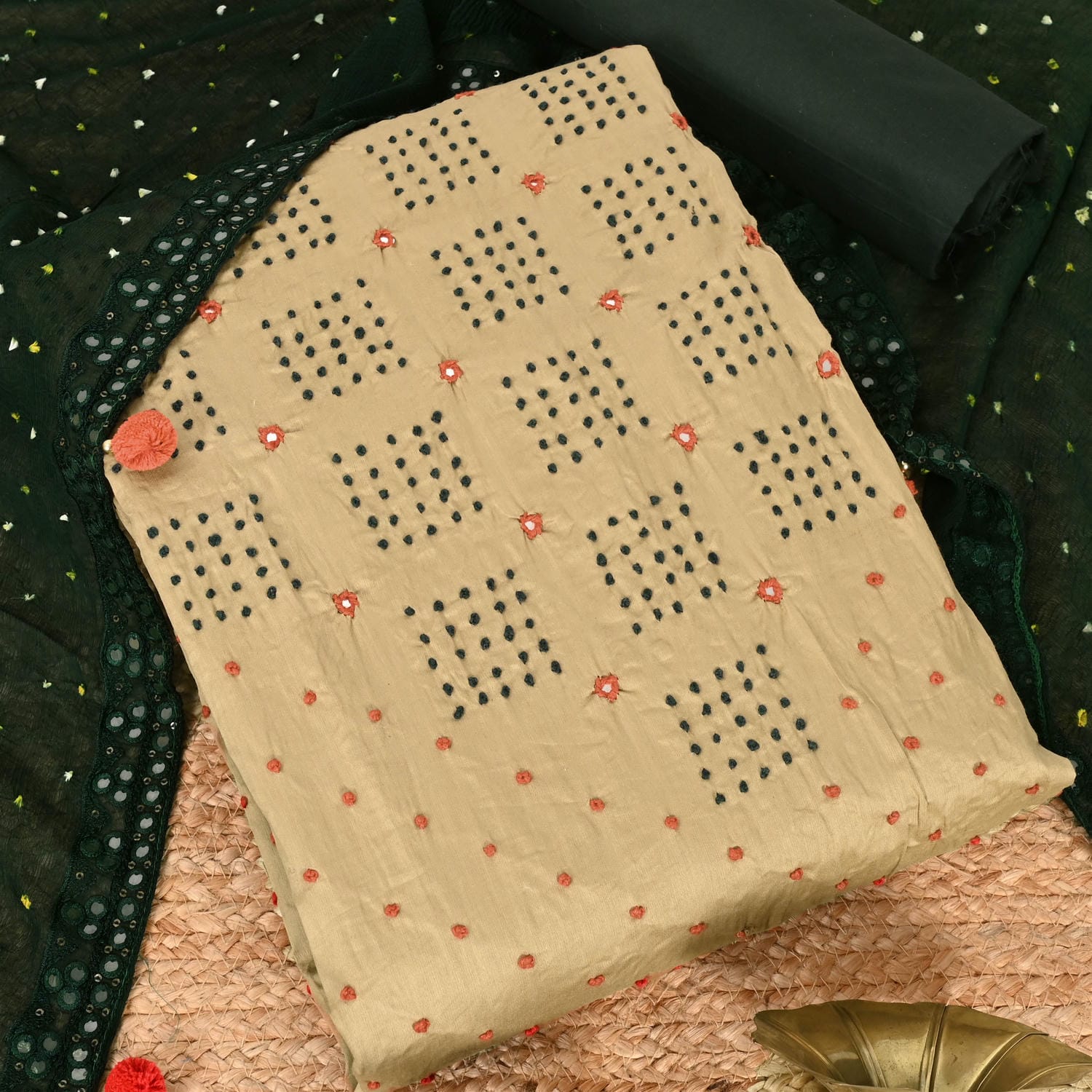Pecan Pie French Knot Cotton Suit Set