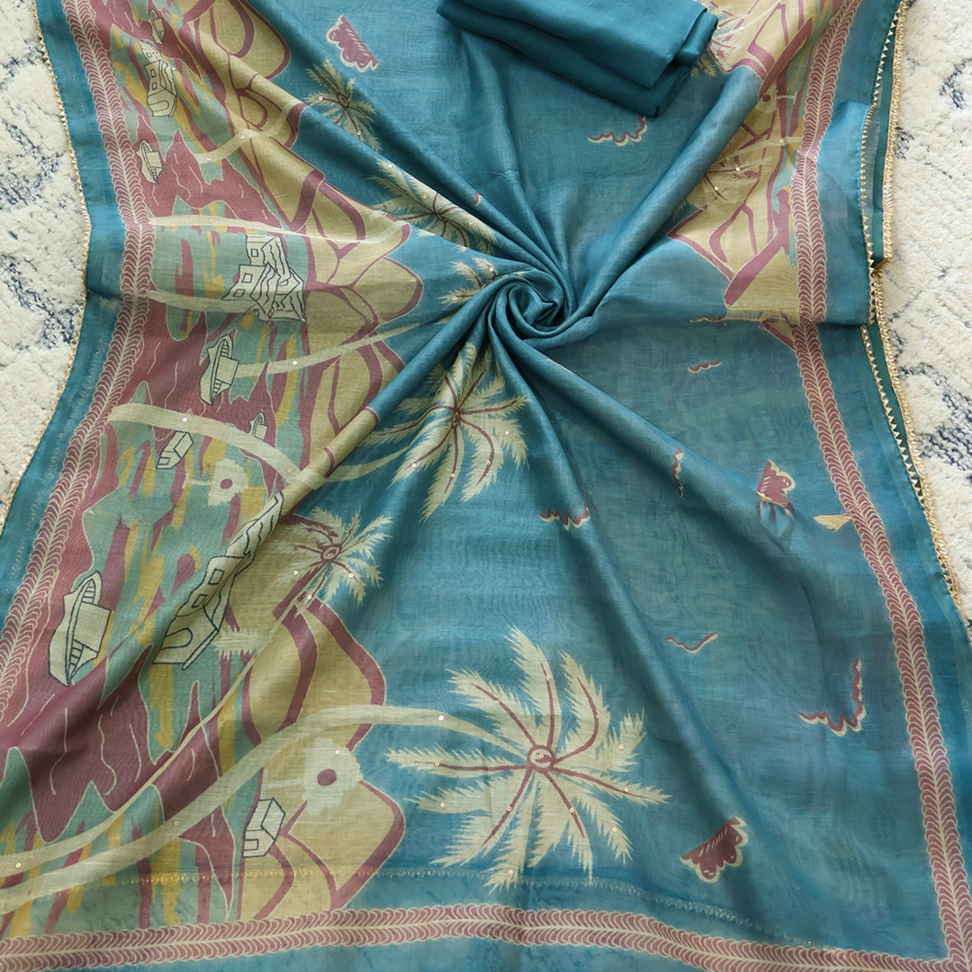 Pine Jamdani Unstitched Suit Set