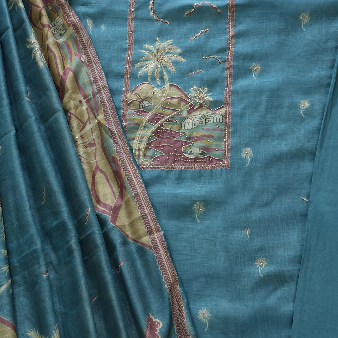 Pine Jamdani Unstitched Suit Set