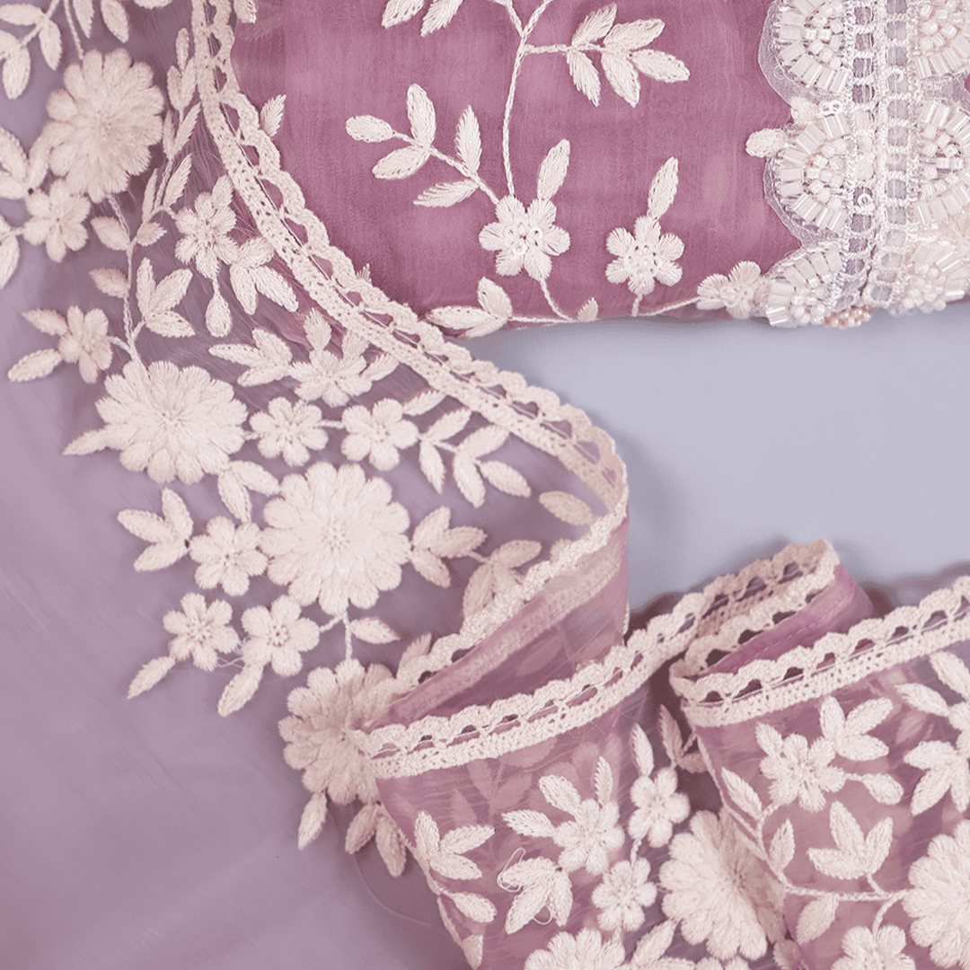 Pinkish Movv Chiffon Embroidery Suit Set