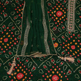 Pithalo Green Chinnon Bhandej Unstitched Salwar Suit
