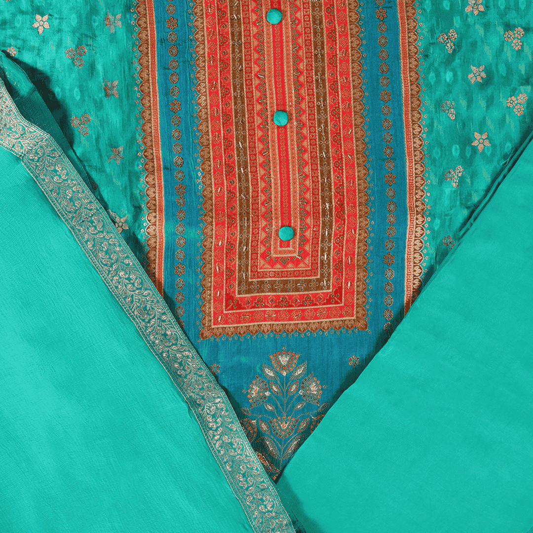 Placement Work Weaved Unstitched Suit Set