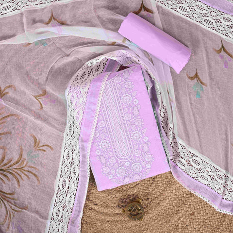PreWinkle Pink Doriya Unstitched Suit Set