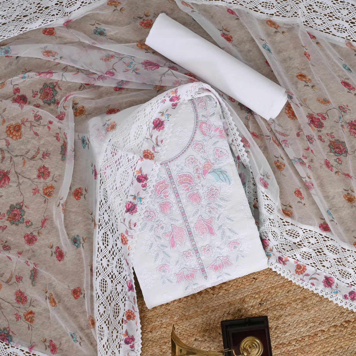 Procelain White Kota Doriya Suit Set