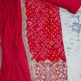 Pure Chinnon Bhandej Unstitched Suit Set