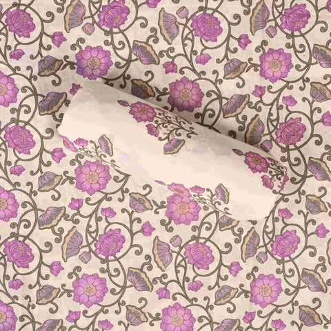Purple Bagh Print Angrakha Cotton Unstitched Suit Set