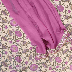 Purple Bagh Print Angrakha Cotton Unstitched Suit Set