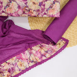 Purple Floral Glazed Cotton Unstitched Suit Set