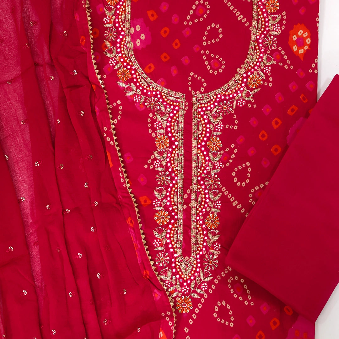 Rani Bhandej Cotton Unstitched Suit Set