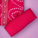 Rani Crepe Bandhani Unstitched Suit Set