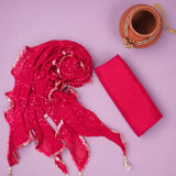 Rani Crepe Bandhani Unstitched Suit Set