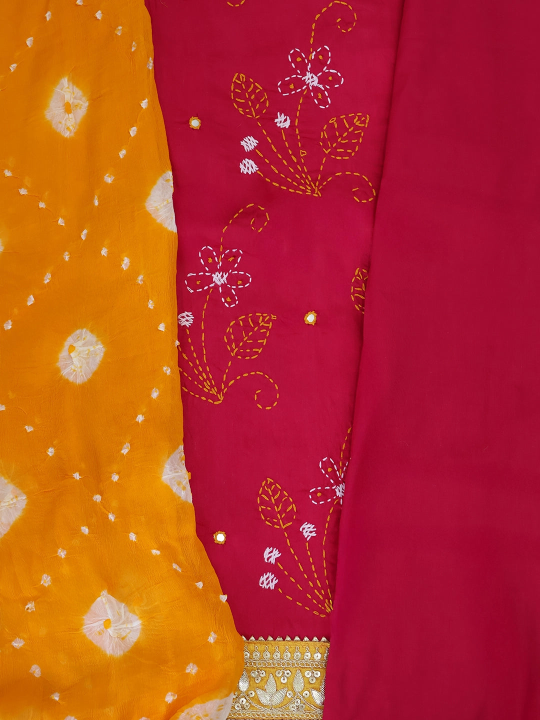 Rani Rangrez Katha Cotton Unstitched Suit Set