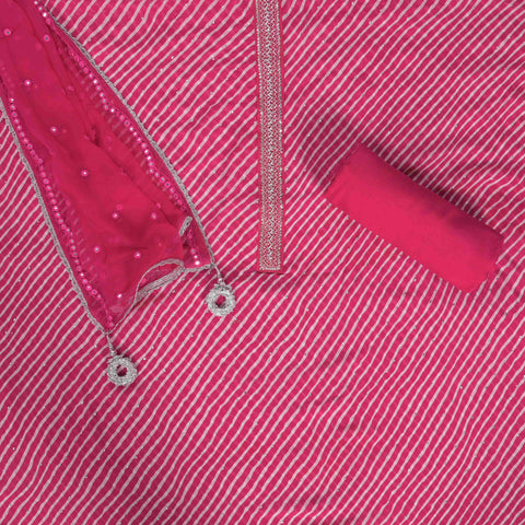 Ruby Pink Lehariya Chinnon Suit Set