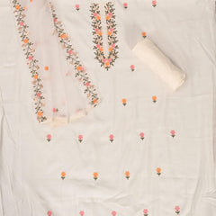 Sable White Muslin Unstitched Salwar Suit
