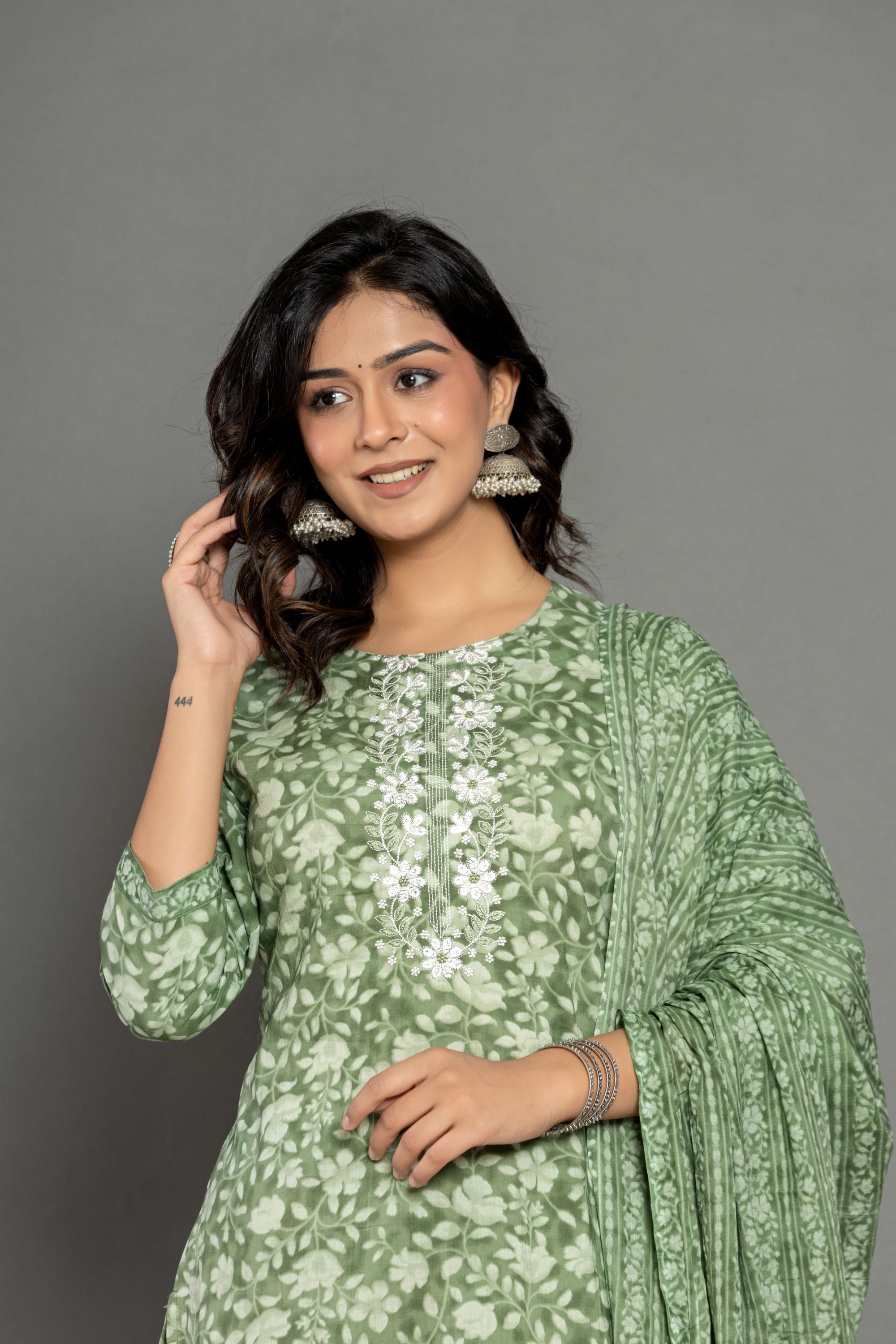 Sage Green Floral Suit Set