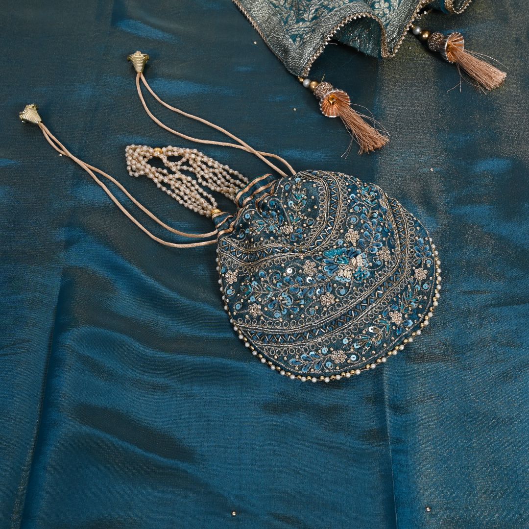 Sapphire Blue Exclusive Tissue Unstitched Salwar Suit
