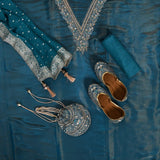 Sapphire Blue Exclusive Tissue Unstitched Salwar Suit