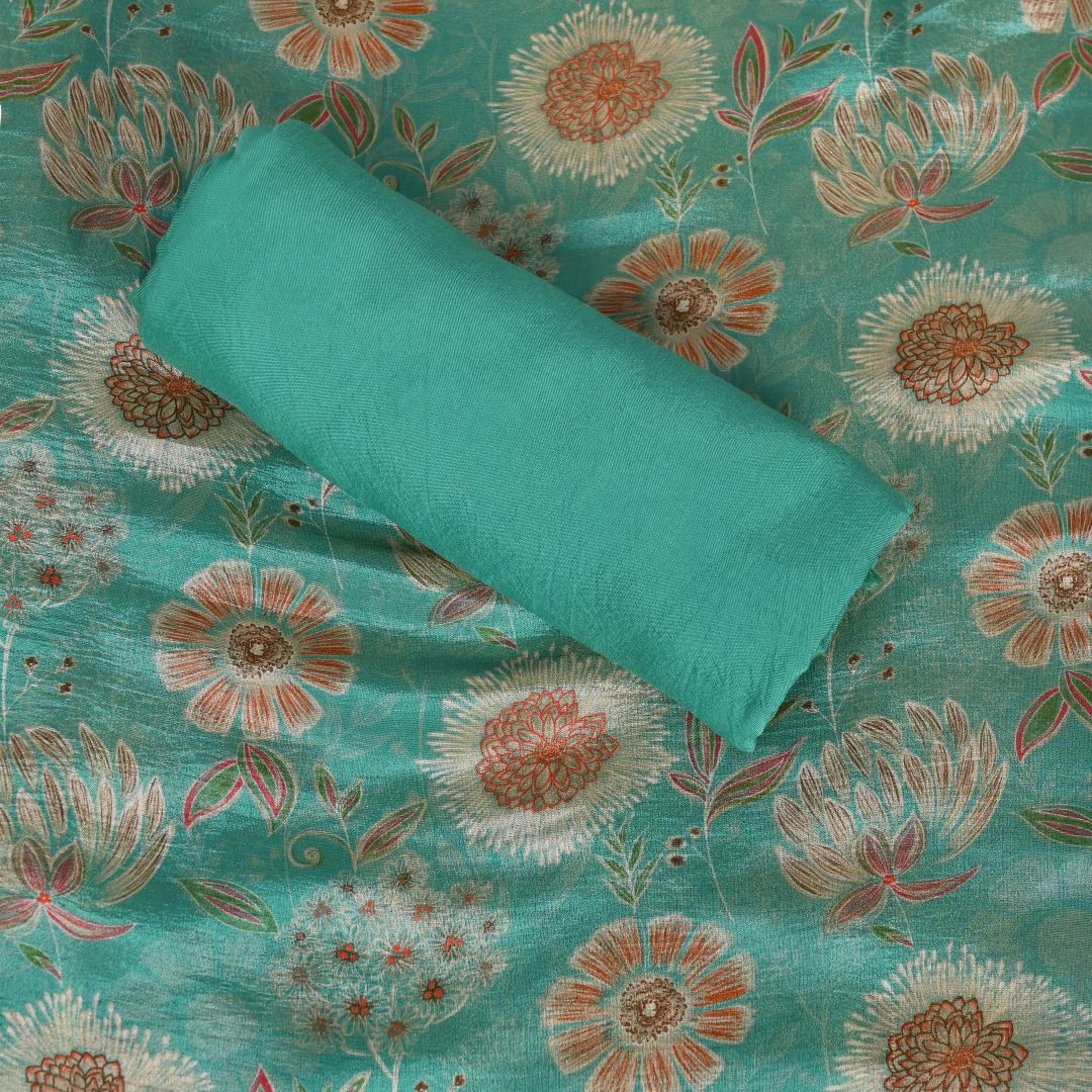 Sea Green Tissue Silk Unstitched Salwar Suit
