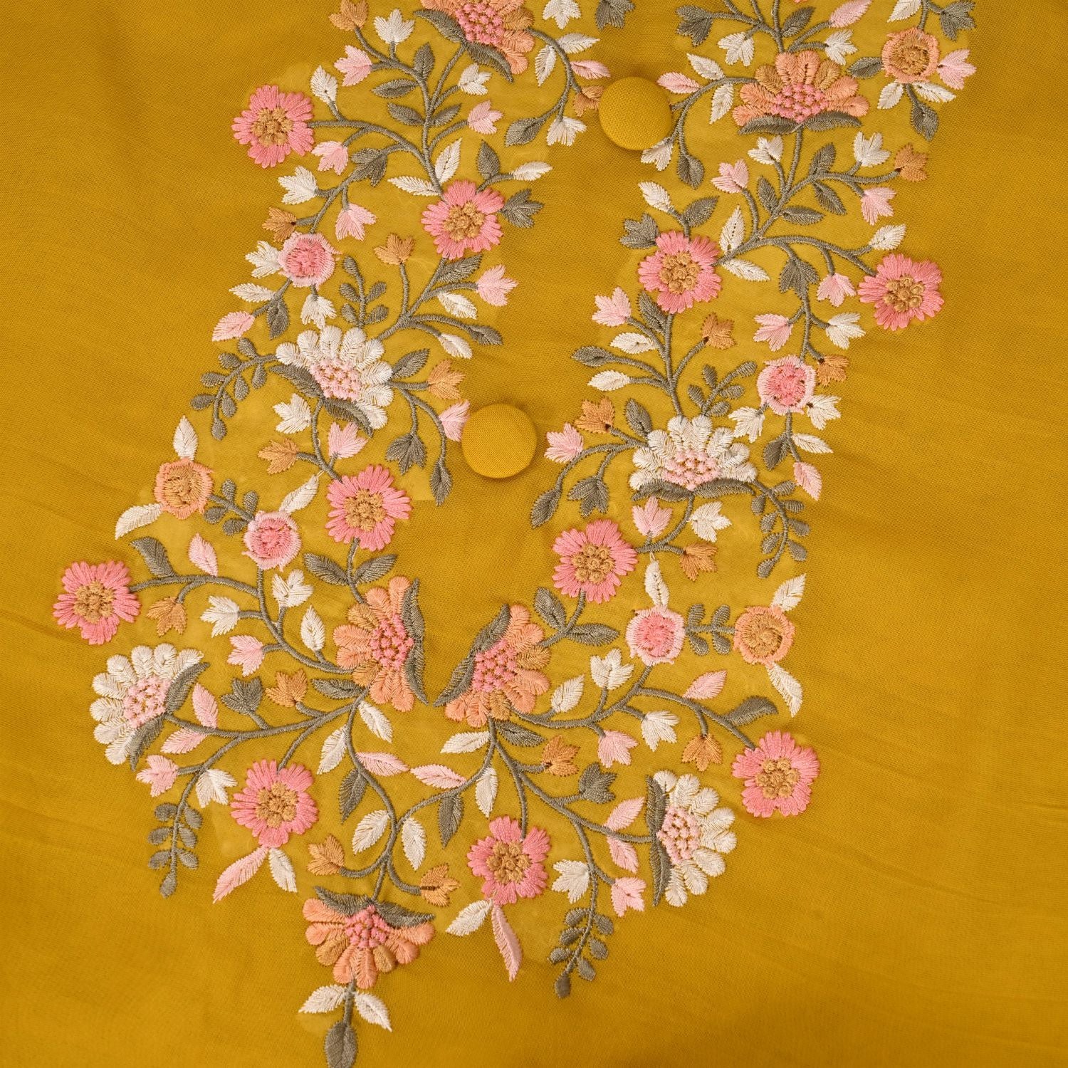 Smooth Yellow Organza Suit Set