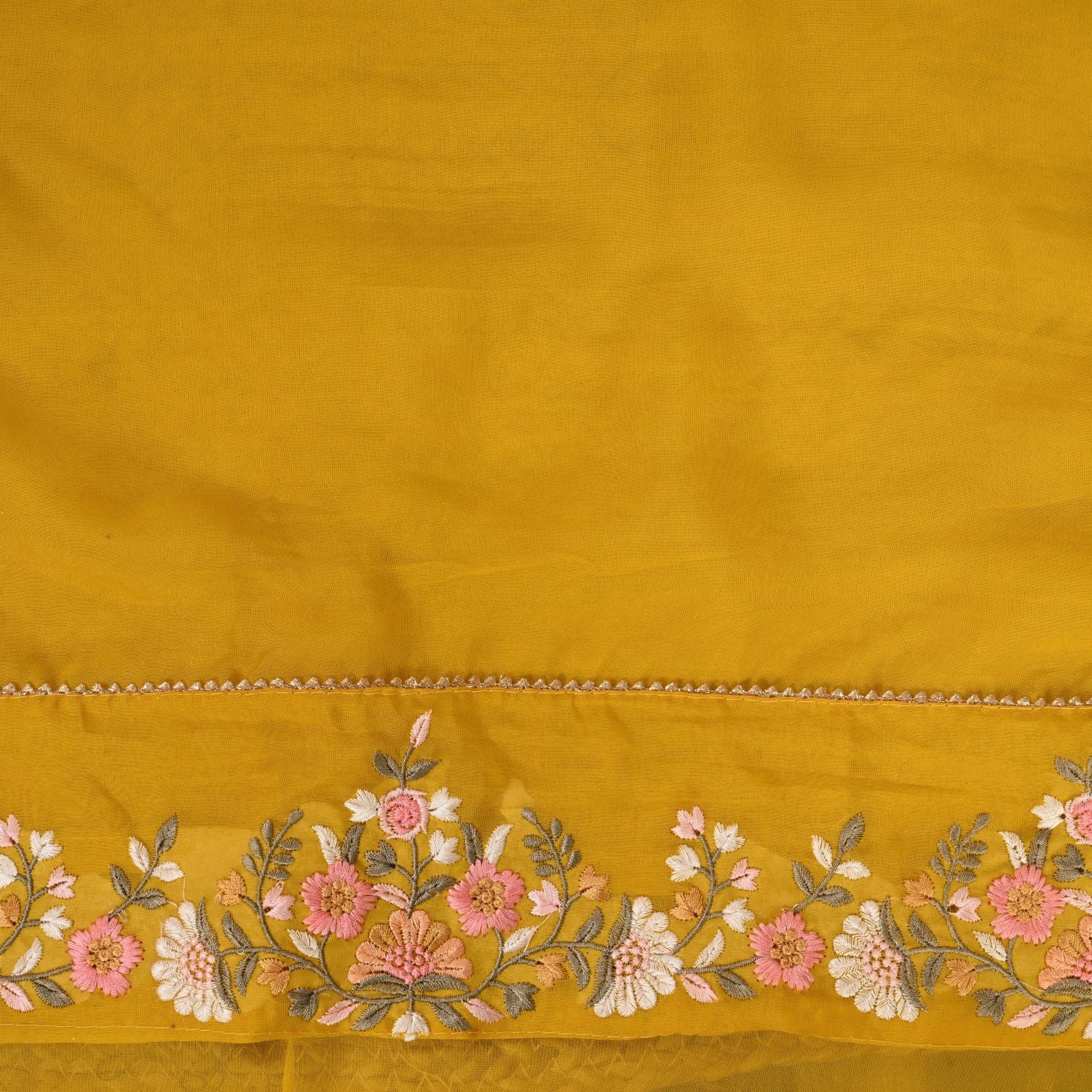 Smooth Yellow Organza Suit Set