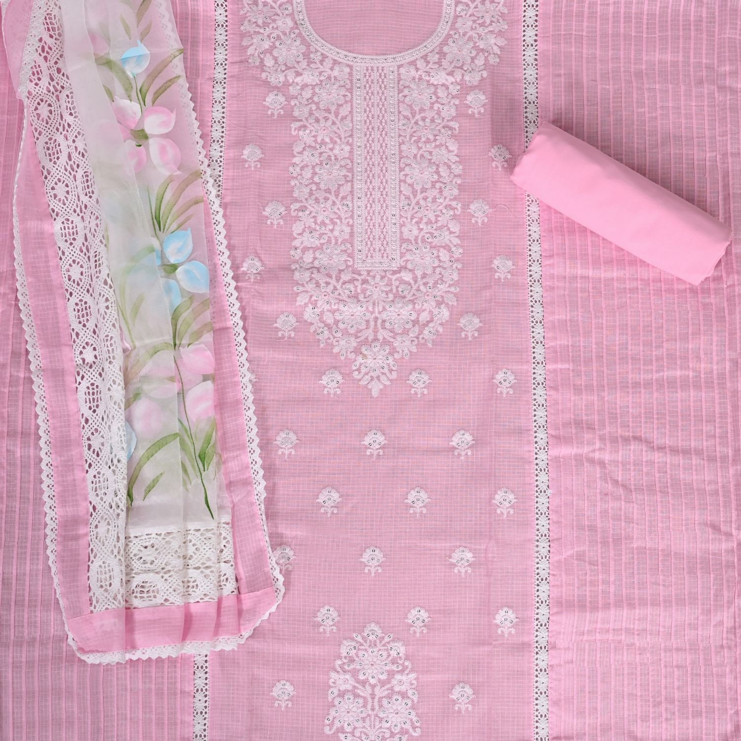 Softy Pink Kota Doriya Unstitched Salwar Suit