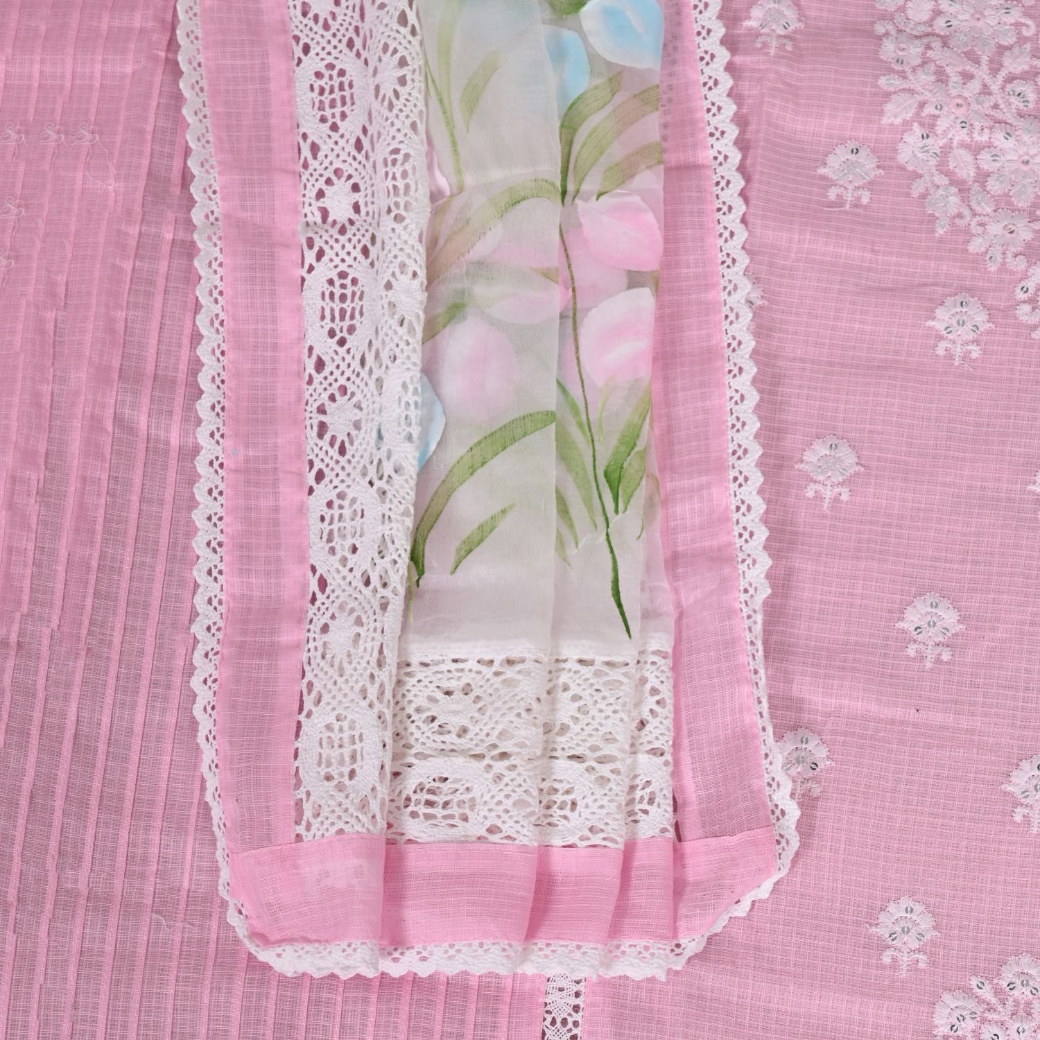 Softy Pink Kota Doriya Unstitched Salwar Suit